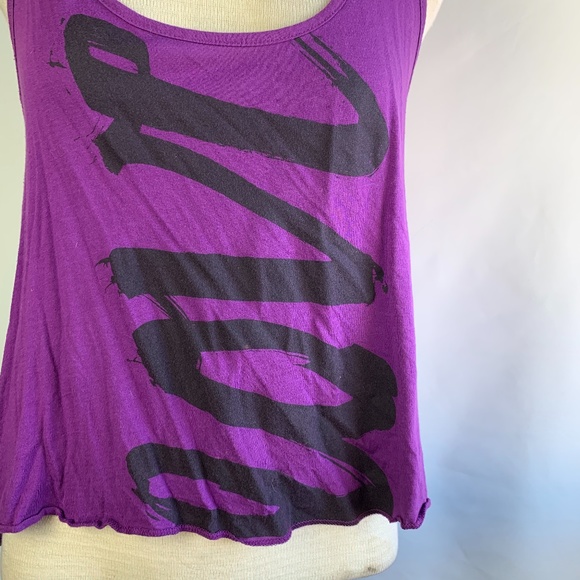 Flowy Purple LOVE Tank Top, satin racerback - Picture 2 of 7